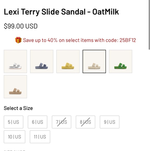 JW PEI Terry Lexi Slide Oat Milk- size 8 - Picture 6 of 9